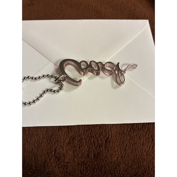 Coach Rosegold Pink Script Plastic Key Fob Bag Charm Keychain Hang Tag - Picture 3 of 5